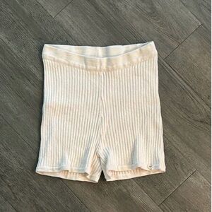 Free People FP Beach Cream Ribbed High Waisted Bike Shorts Sz Large